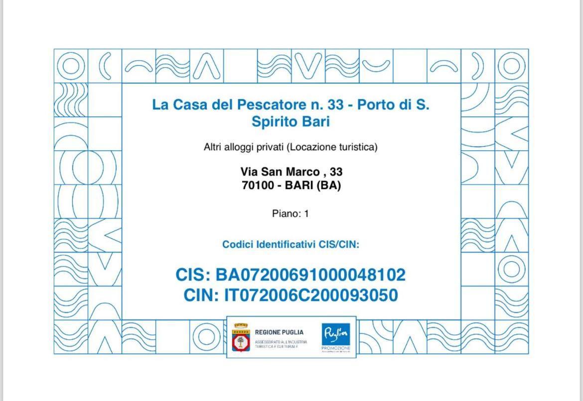 La Casa Del Pescatore N 33 - Porto Di St Spirito Bari Eksteriør billede